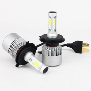 2PCS Car H4 H11 H7 H13 LED Headlights 72W 6500K 8000LM 12V COB Bulbs 2/3 sides White